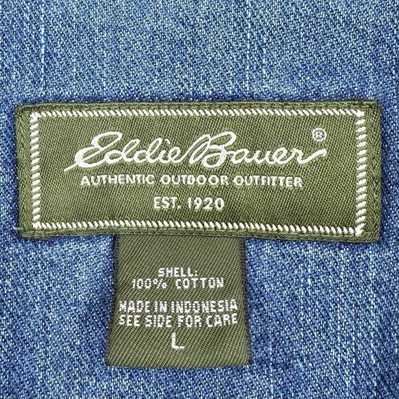 Eddie Bauer Womens Blue Denim Long Sleeve Button Front Jean Jacket Size Large - Picture 3 of 7